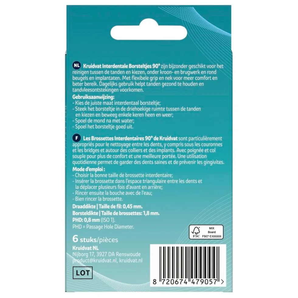 Kruidvat 90° 0,8mm Interdentale Borsteltjes