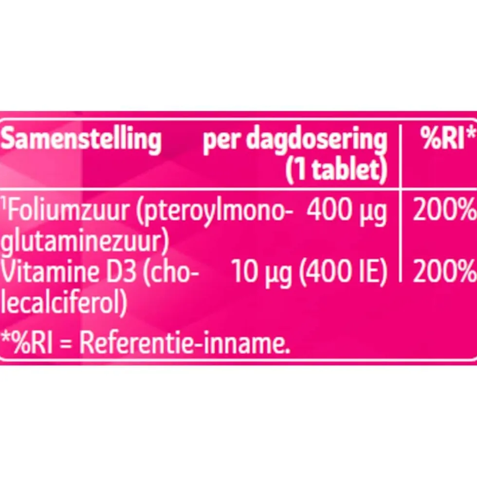Kruidvat Foliumzuur met Vitamine D3 Tabletten