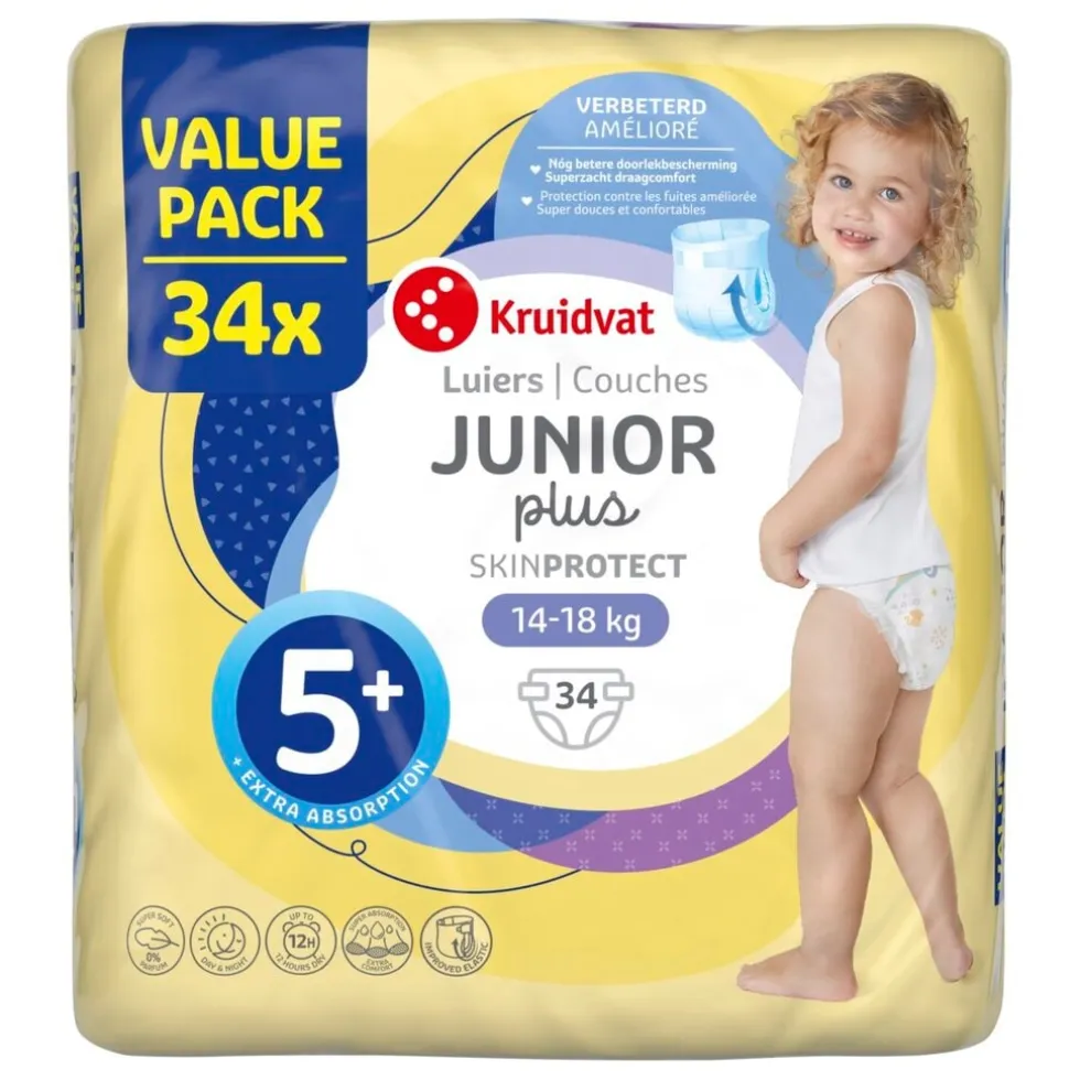 Kruidvat Junior Plus Maat 5+ Luiers Valuepack