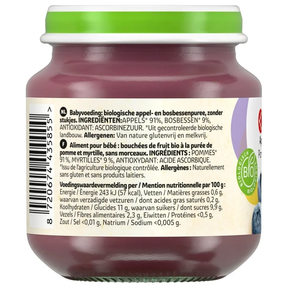 Kruidvat 4+M Bio Appel & Bosbes Fruithapje