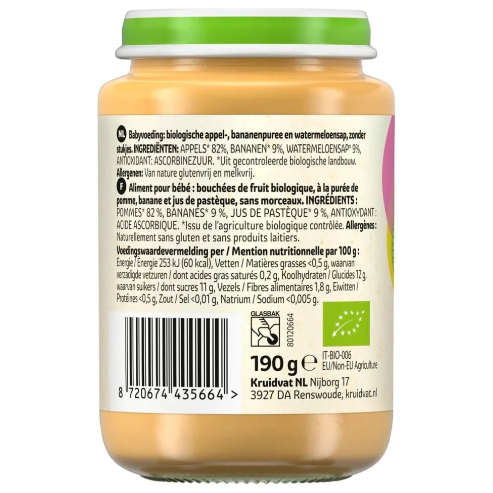 Kruidvat 8+M Bio Appel, Banaan & Watermeloen Fruithapje