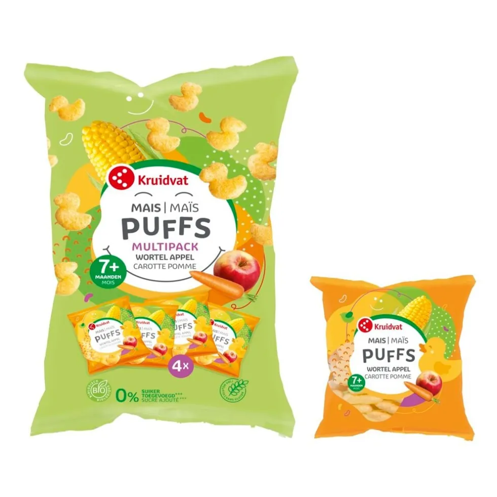 Kruidvat 7+M Bio Appel en Wortel Maïspuffs