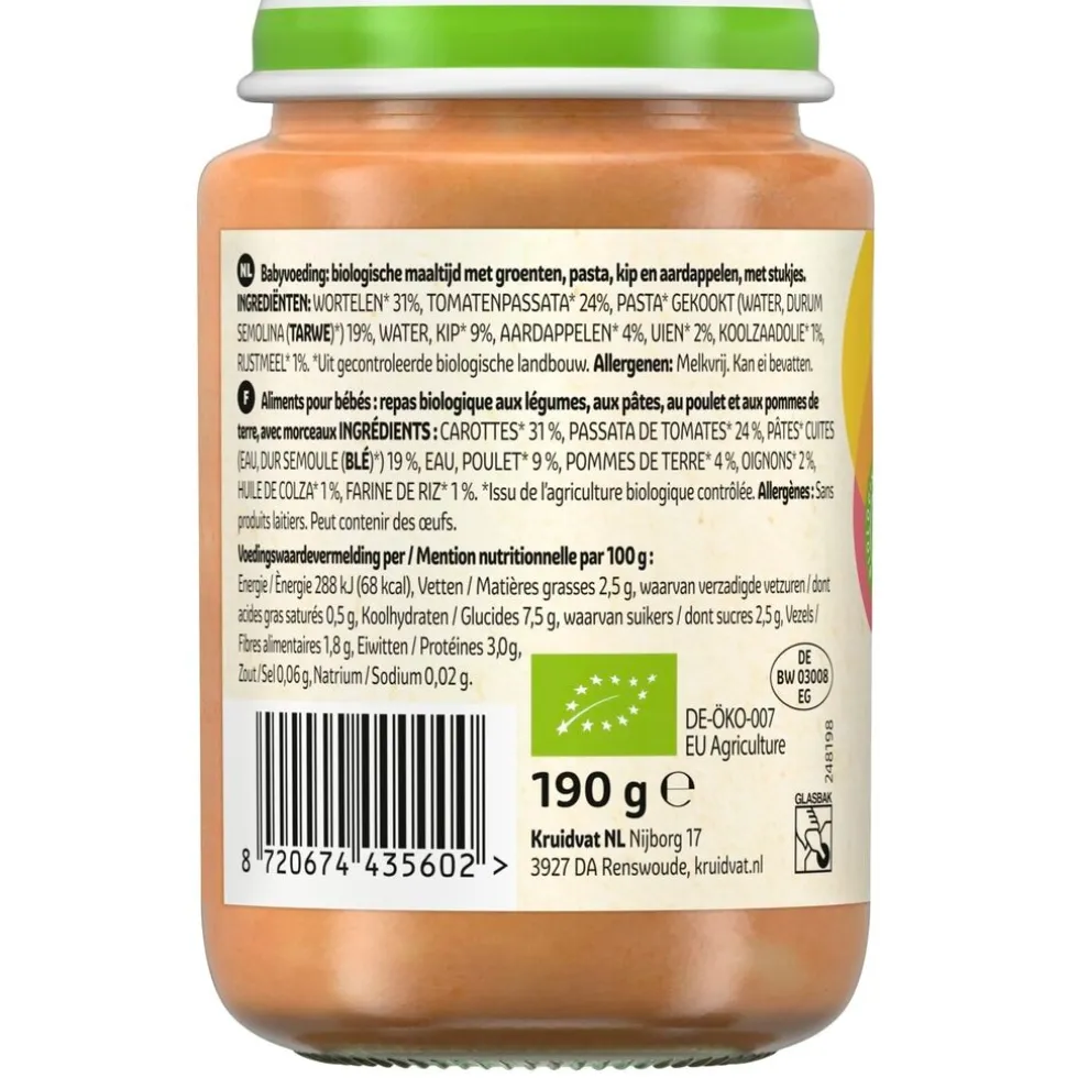 Kruidvat 8+M Bio Groenten, Pasta & Kip Maaltijd
