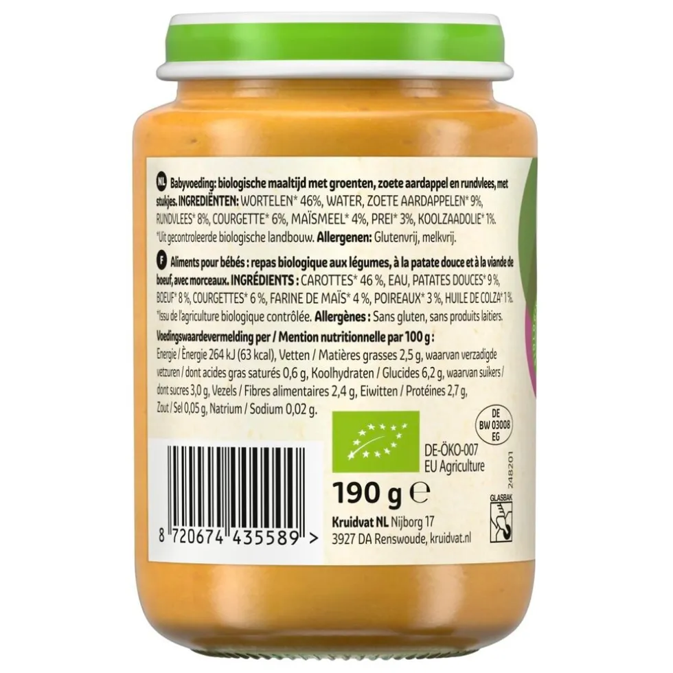 Kruidvat 8+M Bio Groenten, Zoete Aardappel & Rund Maaltijd