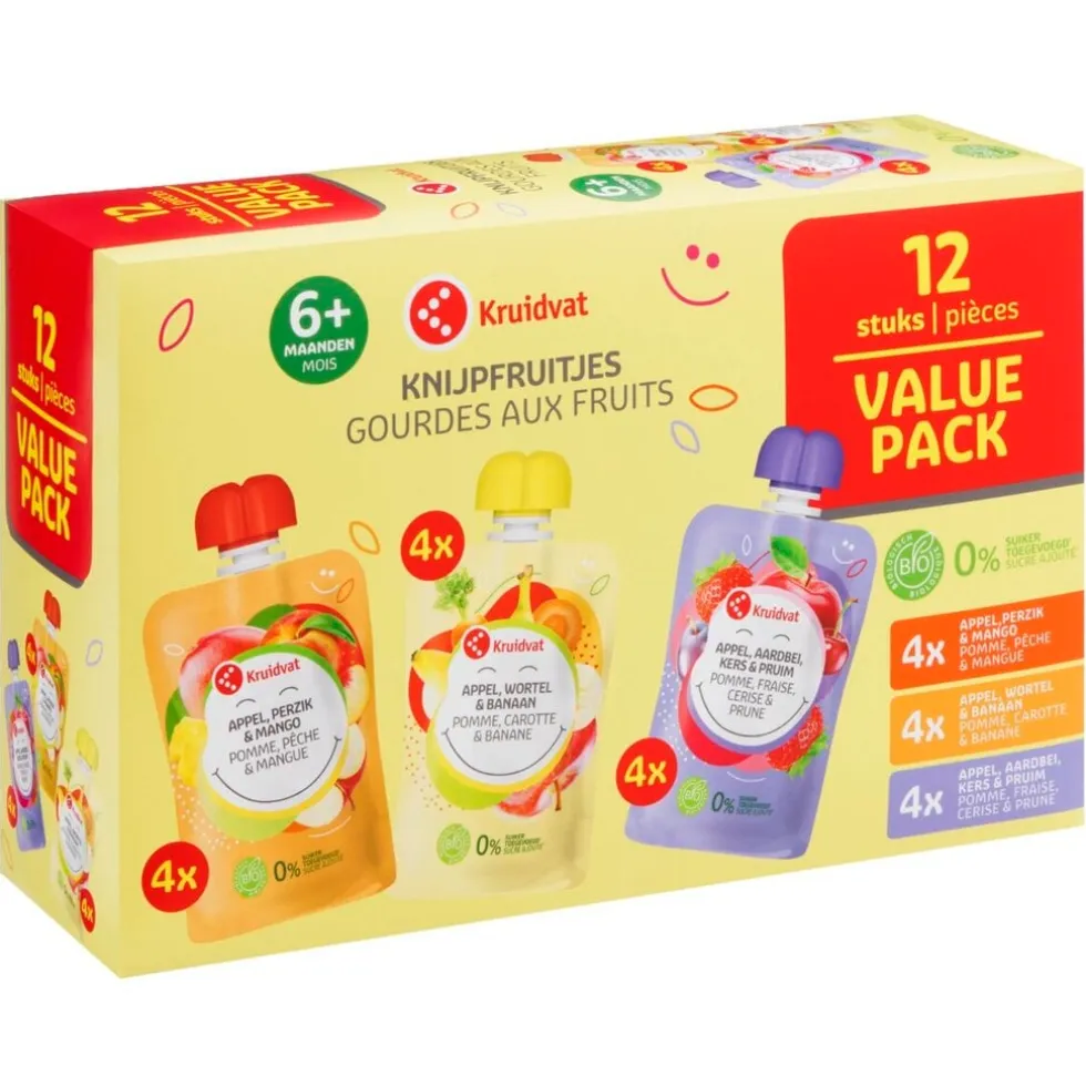 Kruidvat 6+M Bio Knijpfruitjes