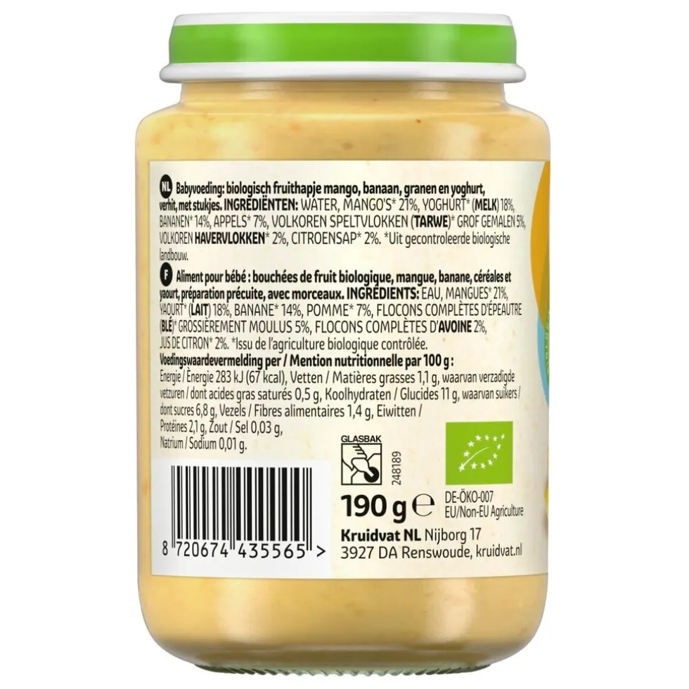 Kruidvat 8+M Bio Mango, Banaan, Granen & Yoghurt Fruithapje