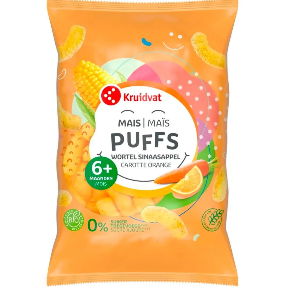Kruidvat 6+M Bio Sinaasappel en Wortel Maïspuffs
