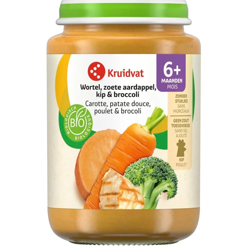 Kruidvat 6+M Bio Wortel, Zoete Aardappel, Kip & Broccoli Maaltijd
