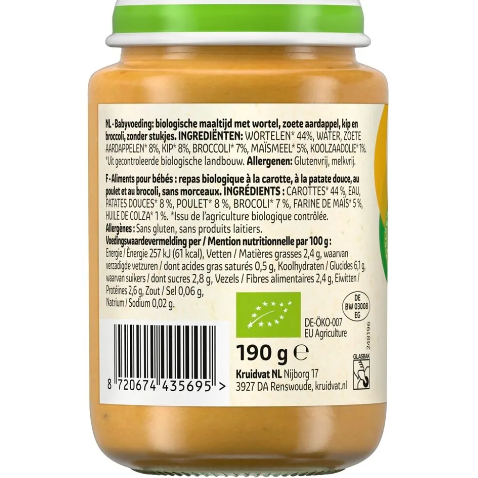 Kruidvat 6+M Bio Wortel, Zoete Aardappel, Kip & Broccoli Maaltijd