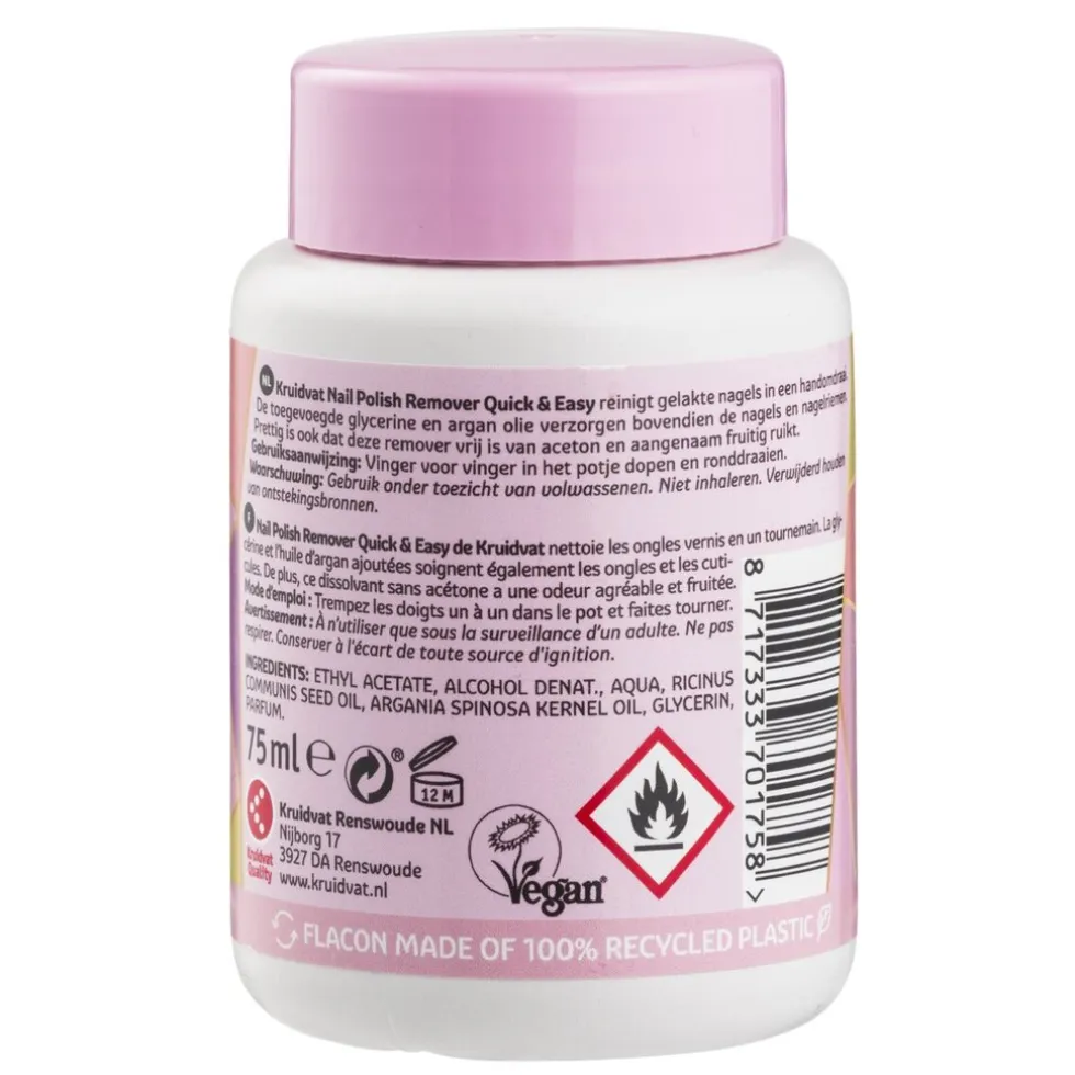 Kruidvat Nail Care Quick & Easy Nagellakremover zonder Aceton