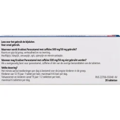 Kruidvat Paracetamol met Coffeïne 500mg/50mg Tabletten