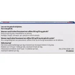 Kruidvat Paracetamol met Coffeïne 500mg /50mg Tabletten