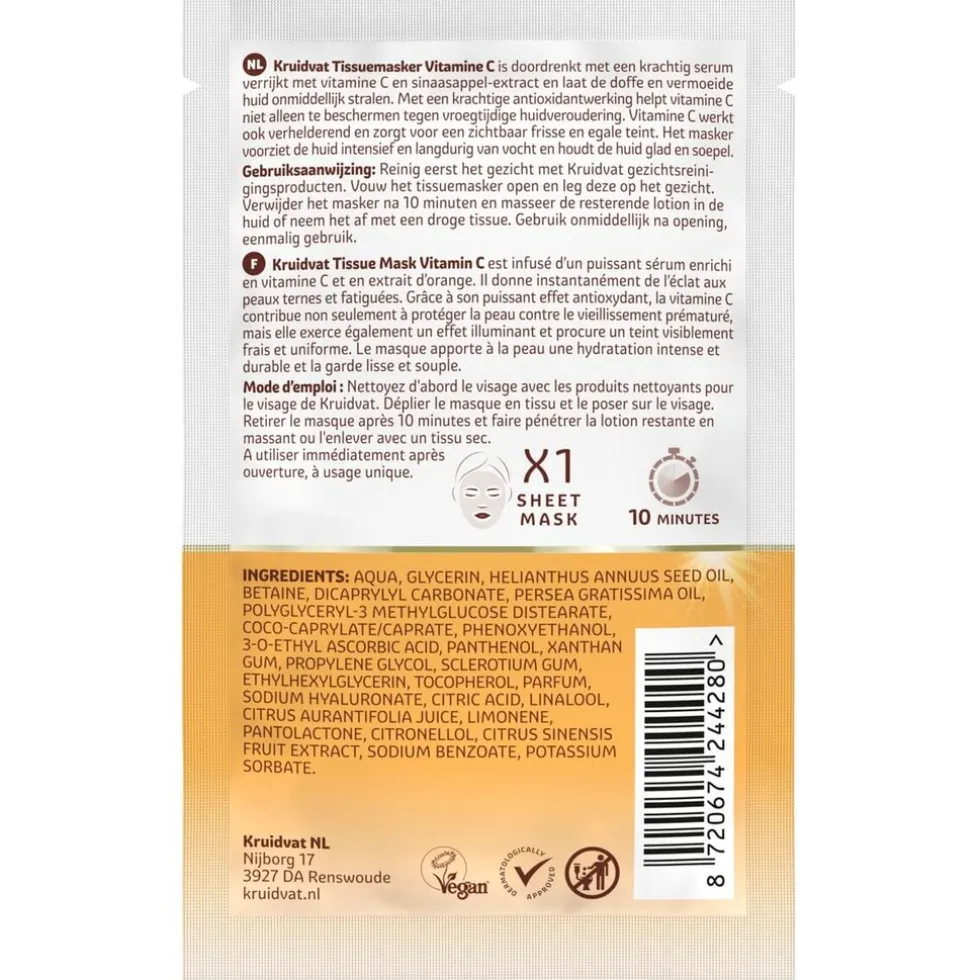 Kruidvat Radiant Glow Vitamin C & Orange Extract Sheet Mask
