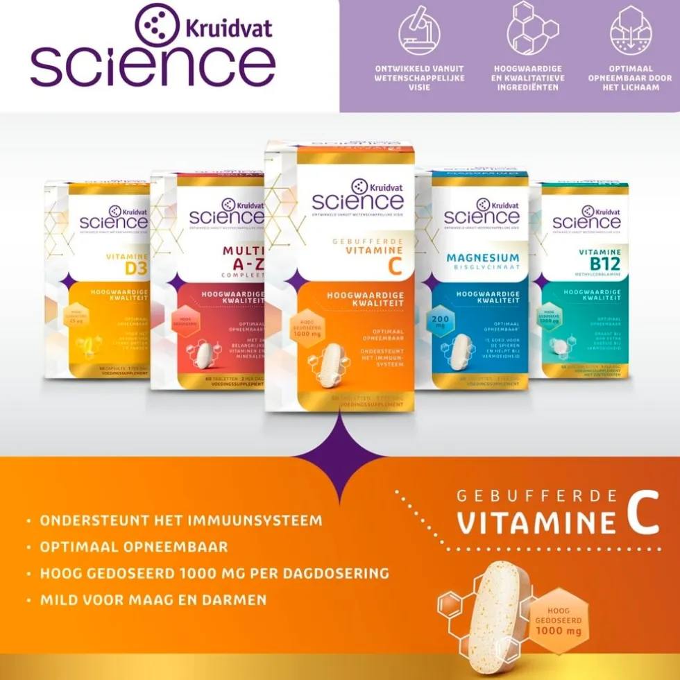 Kruidvat Science Gebufferde Vitamine C Tabletten