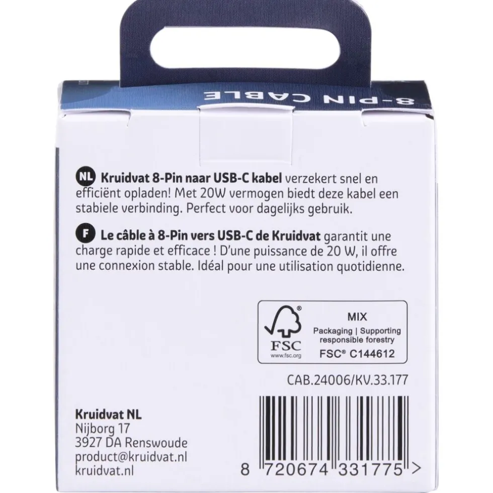 Kruidvat 20W USB-C-naar-8-Pin Kabel