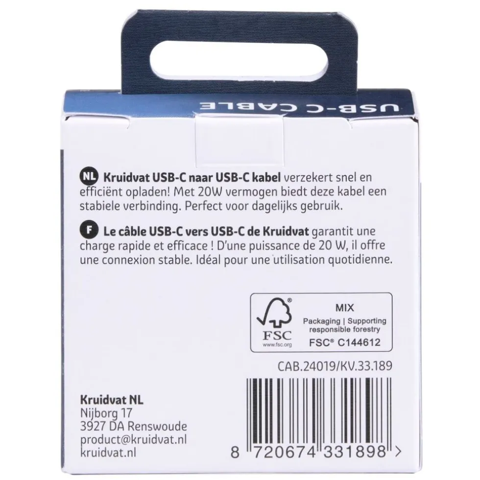 Kruidvat 20W Usb-C-naar-Usb-C Kabel