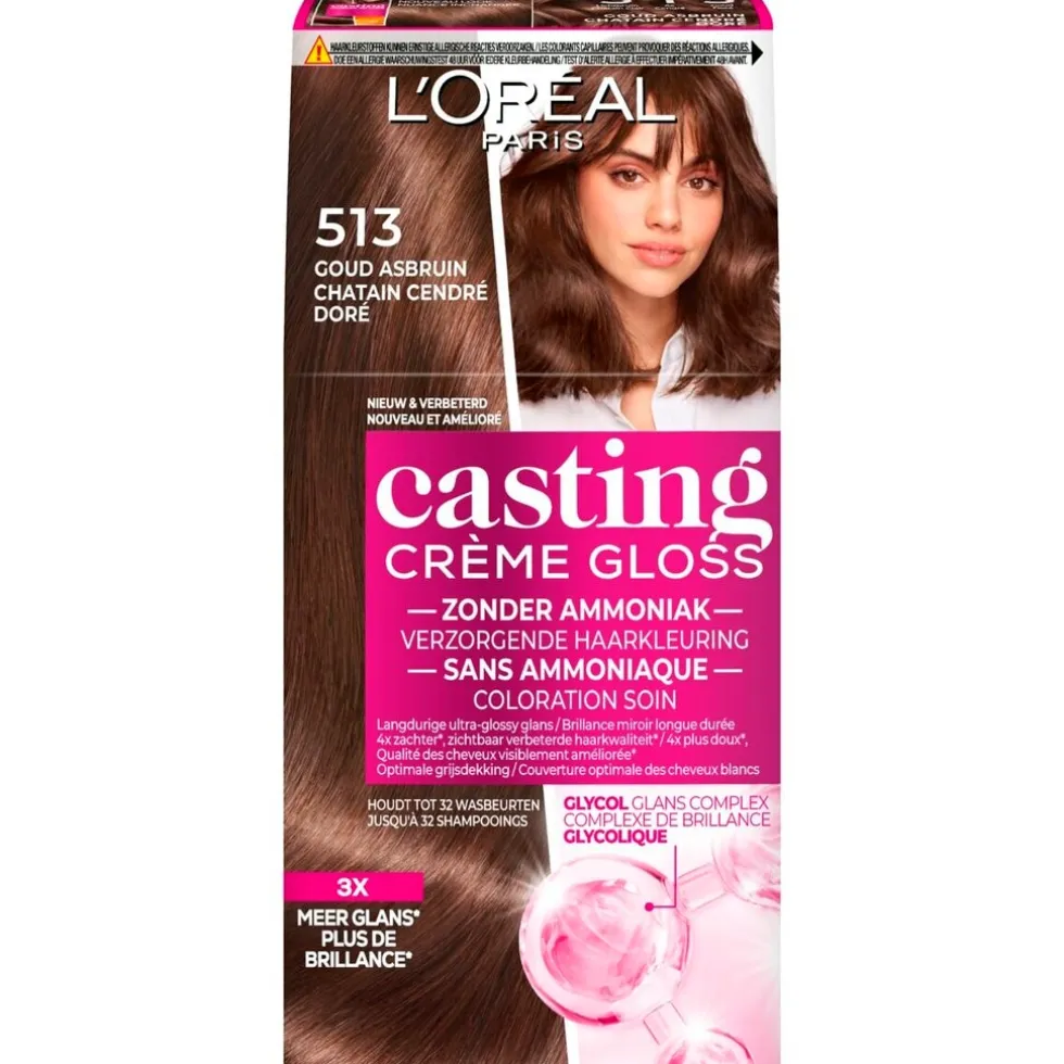 L'Oréal Paris Casting Crème Gloss 513 Goud Asbruin Verzorgende Haarkleuring