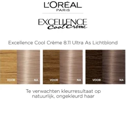 L'Oréal Paris Excellence Cool Crème 8.11 Ultra Licht Asblond Permanente Haarkleuring