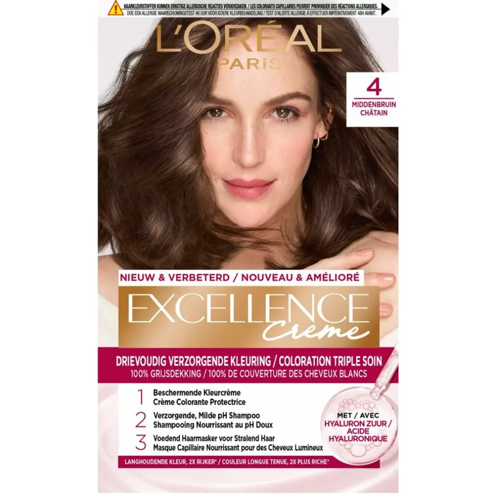L'Oréal Paris Excellence Crème 4 Middenbruin Permanente Haarverf