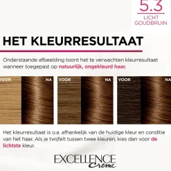 L'Oréal Paris Excellence Crème 5.3 Goud Lichtbruin Permanente Haarverf