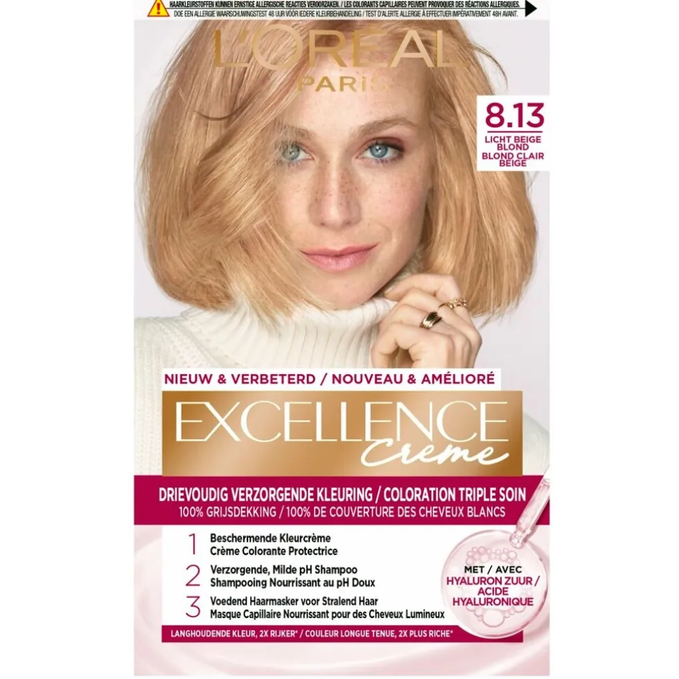 L'Oréal Paris Excellence Crème 8.13 Licht Beige Blond Permanente Haarkleuring