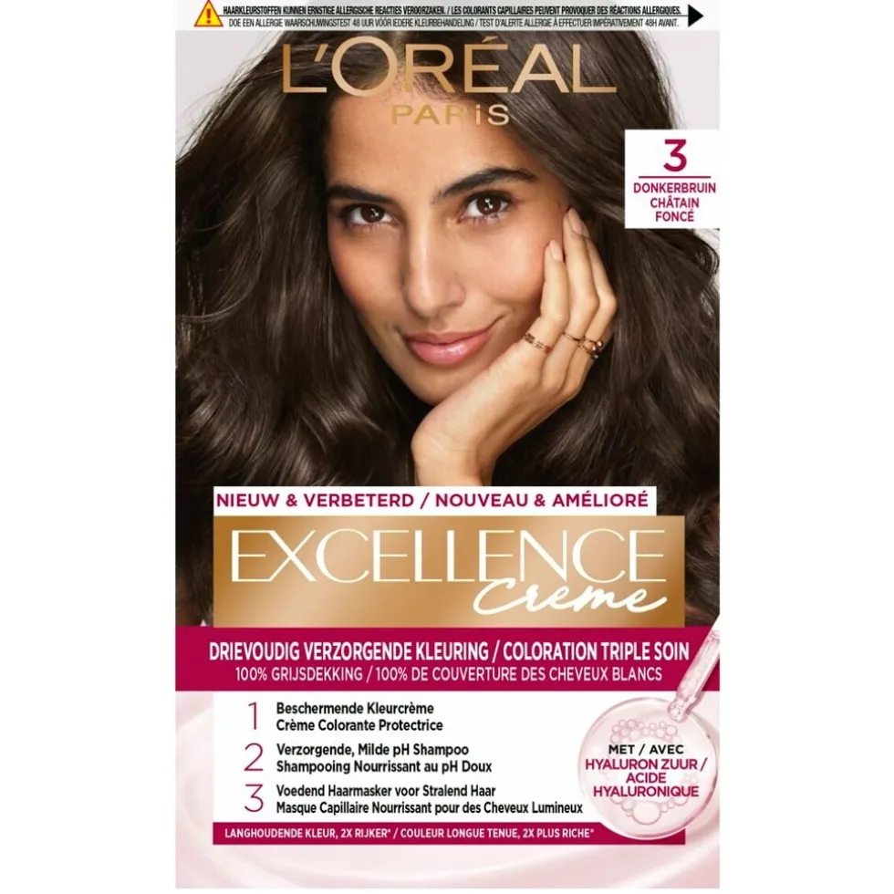 L'Oréal Paris Excellence Crème 3 Donkerbruin Permanente Haarverf
