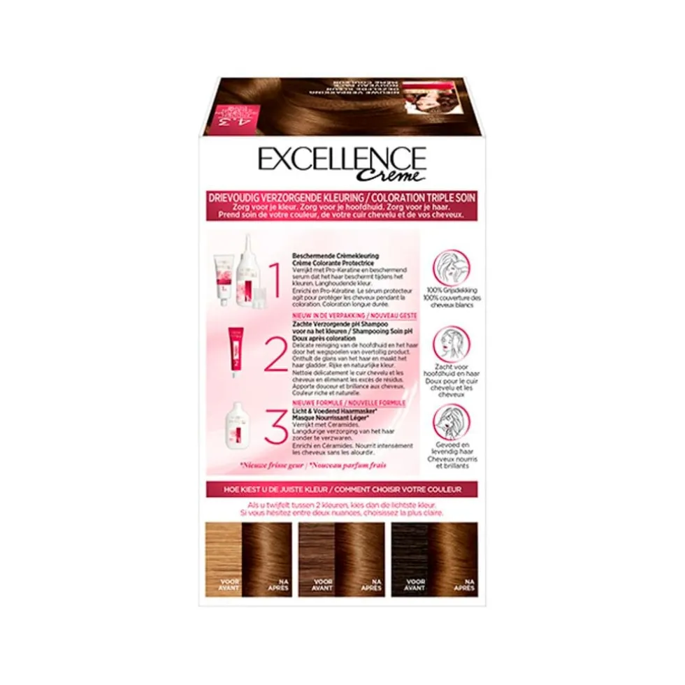 L'Oréal Paris Excellence Crème 4.3 Midden Goudbruin Haarkleuring
