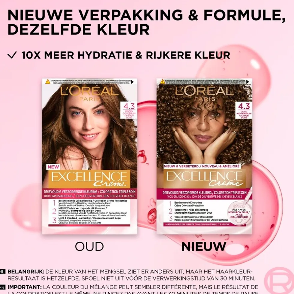 L'Oréal Paris Excellence Crème 4.3 Midden Goudbruin Haarkleuring