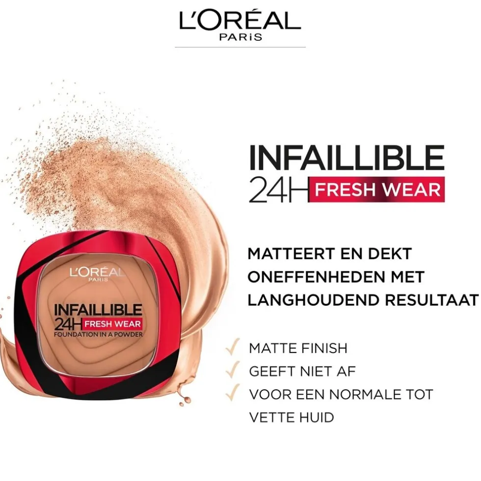 L'Oréal Paris Infaillible 24H Fresh Wear 245 Golden Honey Foundation in a Powder