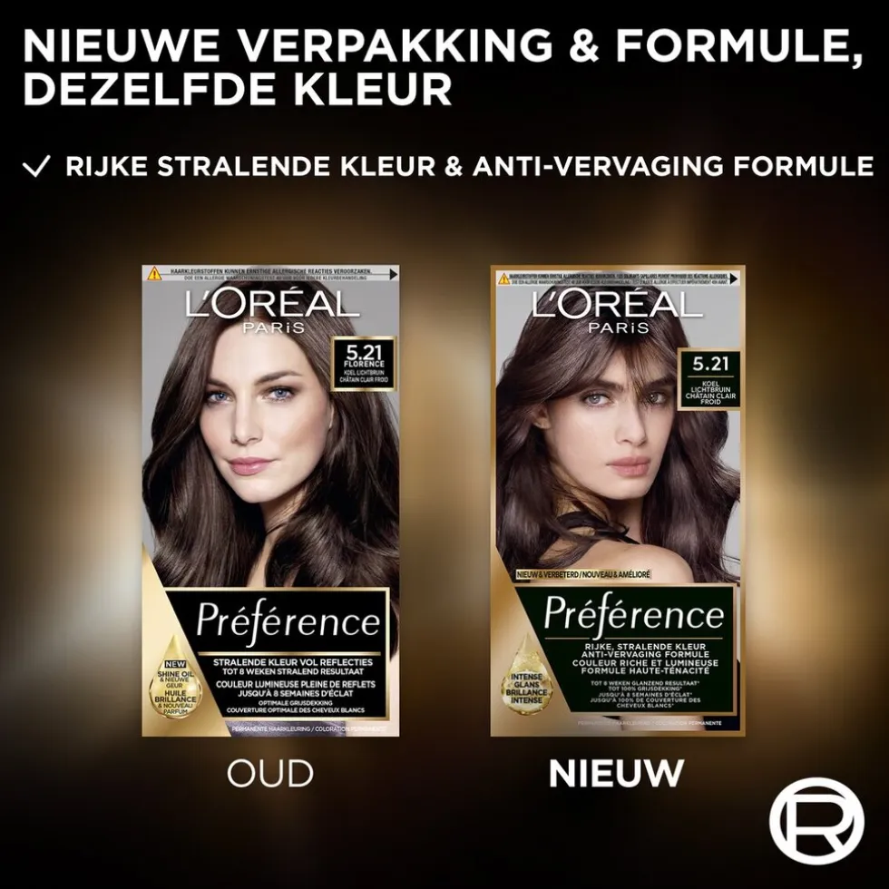 L'Oréal Paris Préférence 5.21 Koel Lichtbruin Permanente Haarkleuring