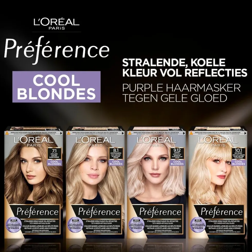 L'Oréal Paris Préférence Cool Blondes 7.1 As Middenblond Permanente Haarkleuring