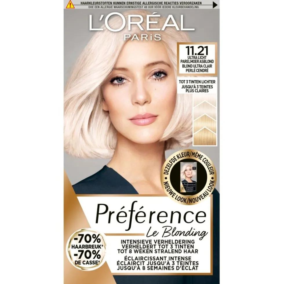 L'Oréal Paris Préférence Le Blonding 11.21 Ultra Licht Parelmoer Asblond Permanente Haarkleuring