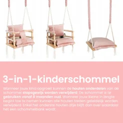 Lovegifts Luxe Houten 3 in 1 Meegroei Babyschommel en Kinderschommel