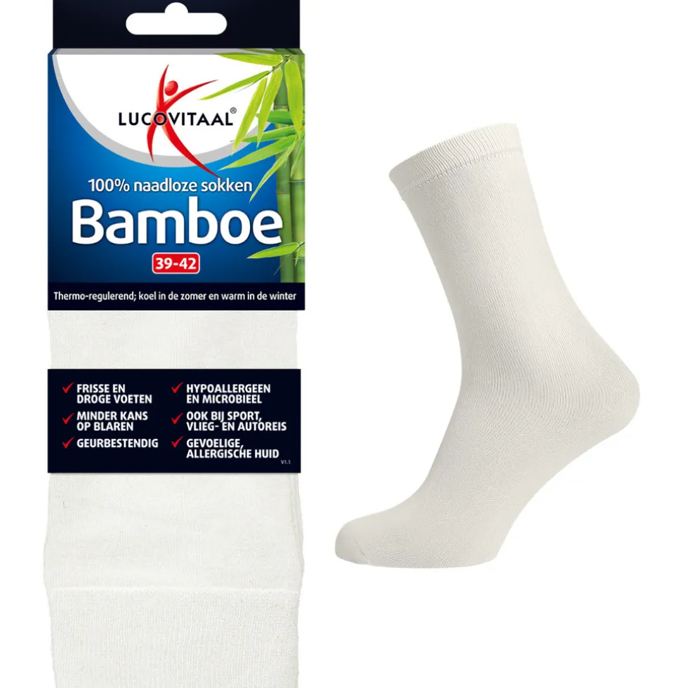 Lucovitaal Bamboe Sokken Lang Wit