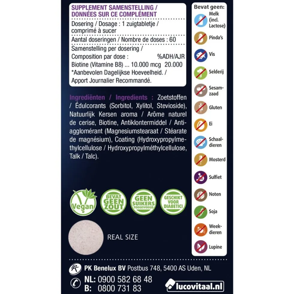 Lucovitaal Biotine Forte 10.000mcg Zuigtabletten