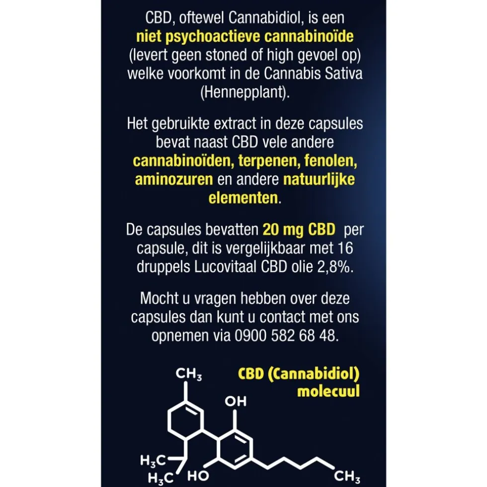 Lucovitaal CBD 20mg 100% Puur Capsules