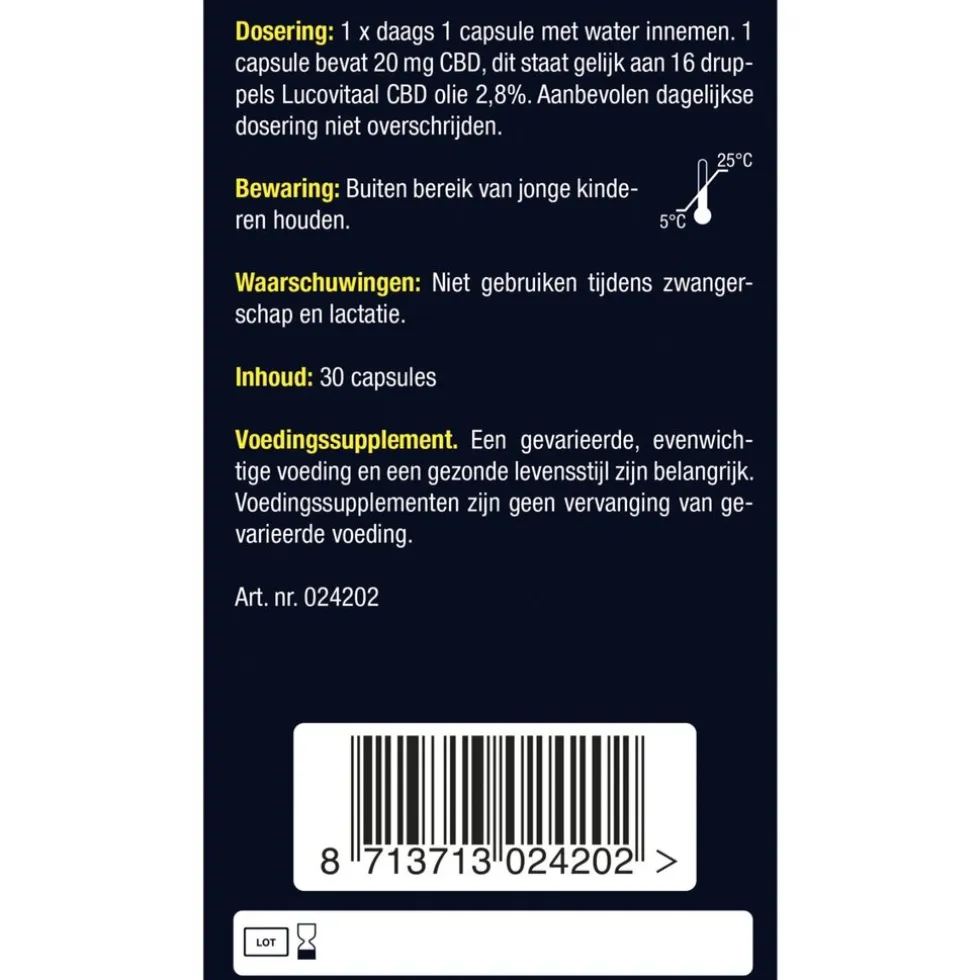 Lucovitaal CBD 20mg 100% Puur Capsules