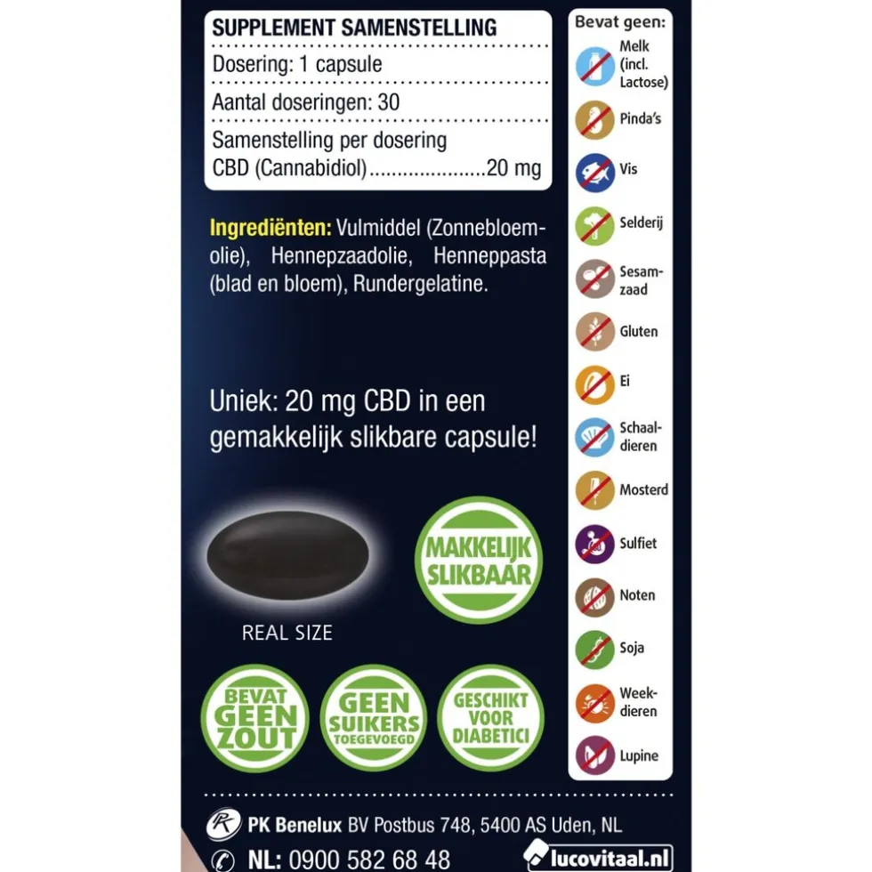 Lucovitaal CBD 20mg 100% Puur Capsules