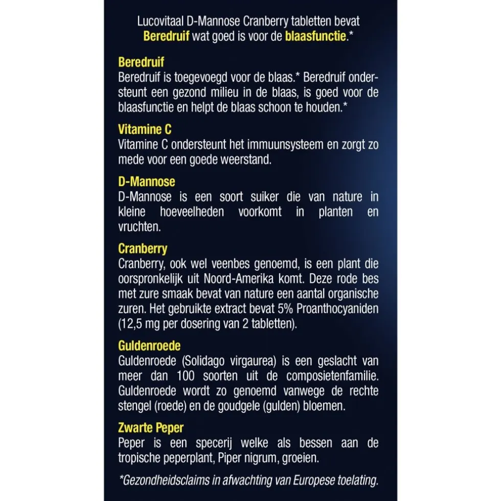 Lucovitaal D-Mannose Cranberry Tabletten