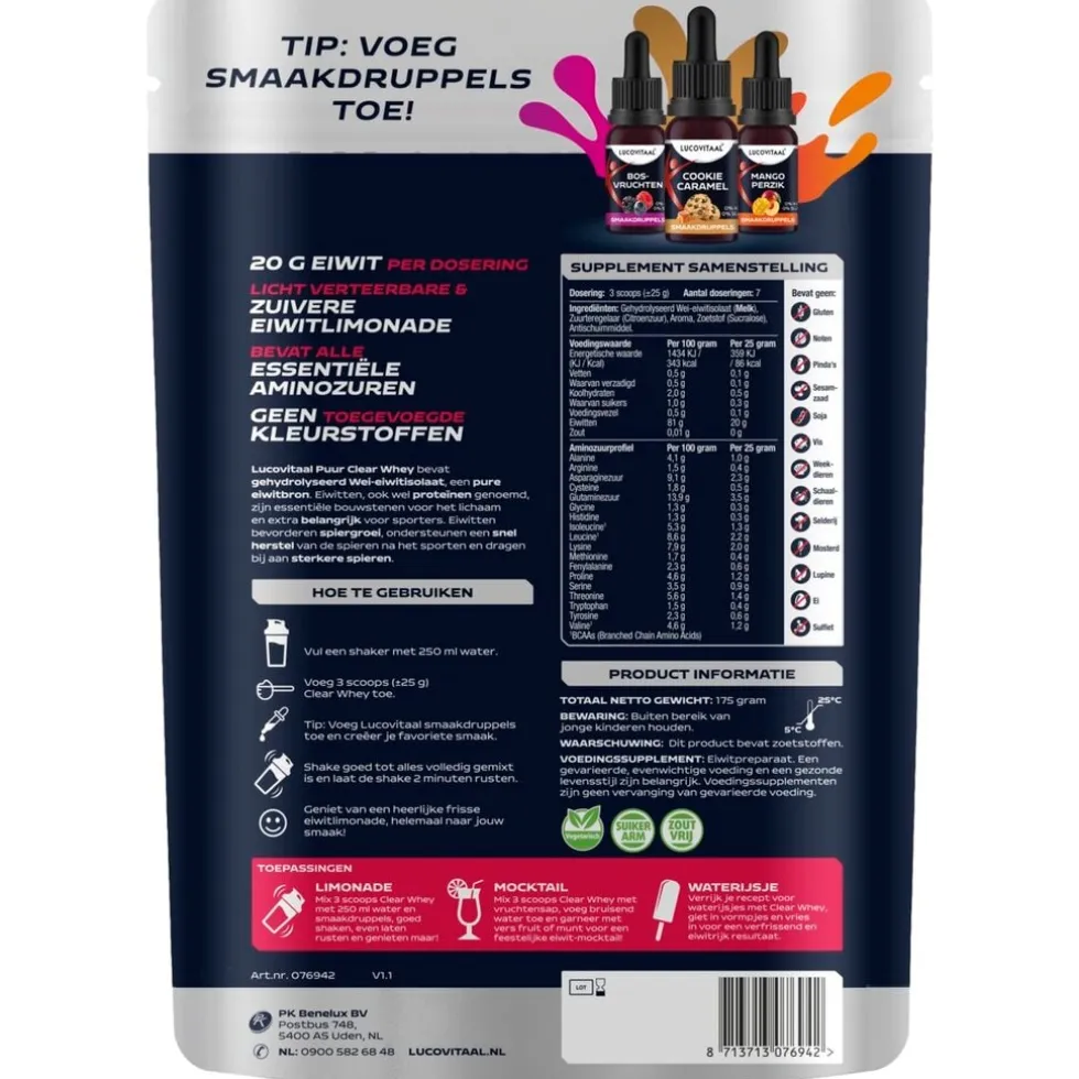 Lucovitaal Puur Clear Whey Eiwitpoeder