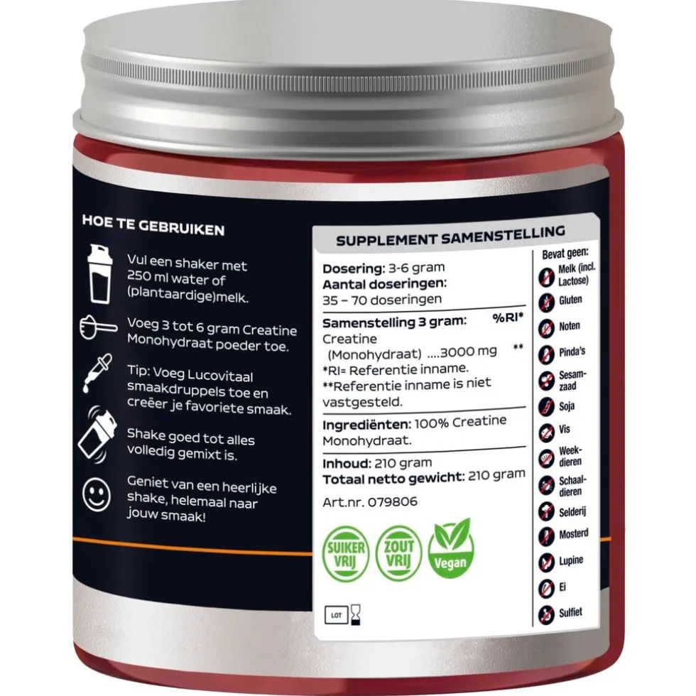 Lucovitaal Puur Creatine 100% Monohydraat Poeder