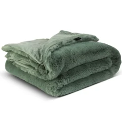 Lunetta Rabbit Fur Plaid Florence - green - 130x170cm