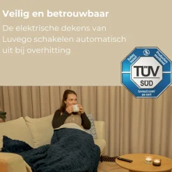 Luvego Elektrische Bovendeken Warmtedeken XL met Fleece/Sherpa