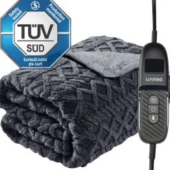 Luvego Elektrische Bovendeken Warmte deken met Fleece/Sherpa Plaid
