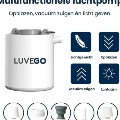 Luvego luchtbed pomp MINI PUMP - Oplaadbare luchtbedpomp - 400LM lantaarn - 3-in-1