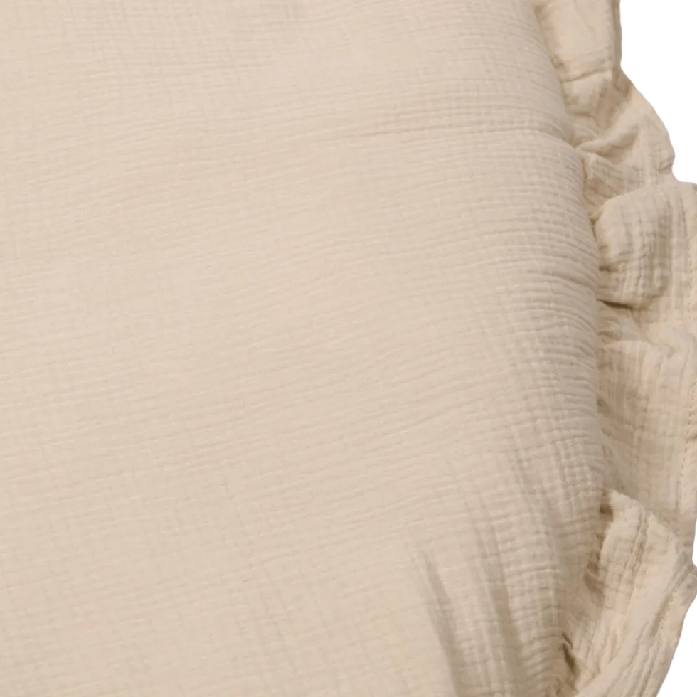 MamaLoes Soft Cotton Ruffle Ecru 90 cm Rond Boxkleed