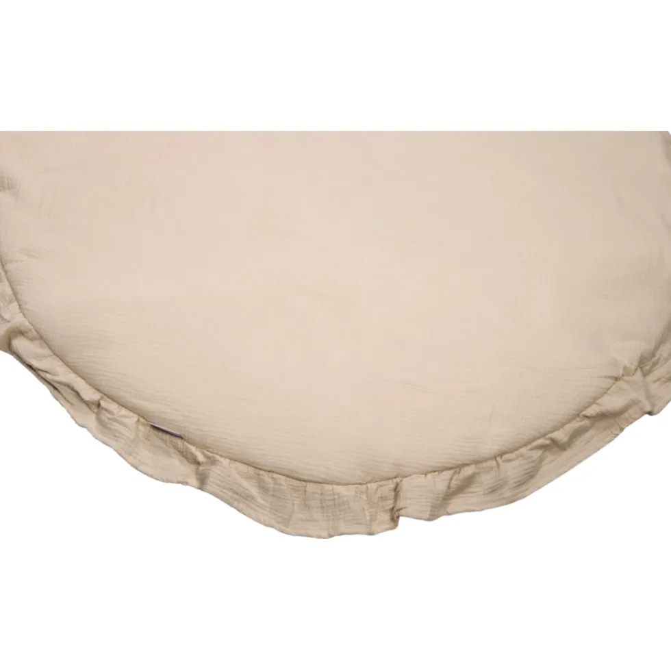 MamaLoes Soft Cotton Ruffle Ecru 90 cm Rond Boxkleed