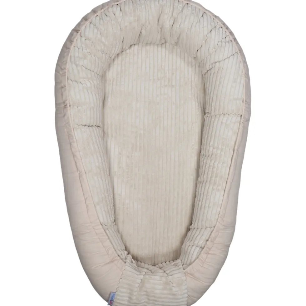 MamaLoes Velours Rib Beige Omkeerbaar Babynest