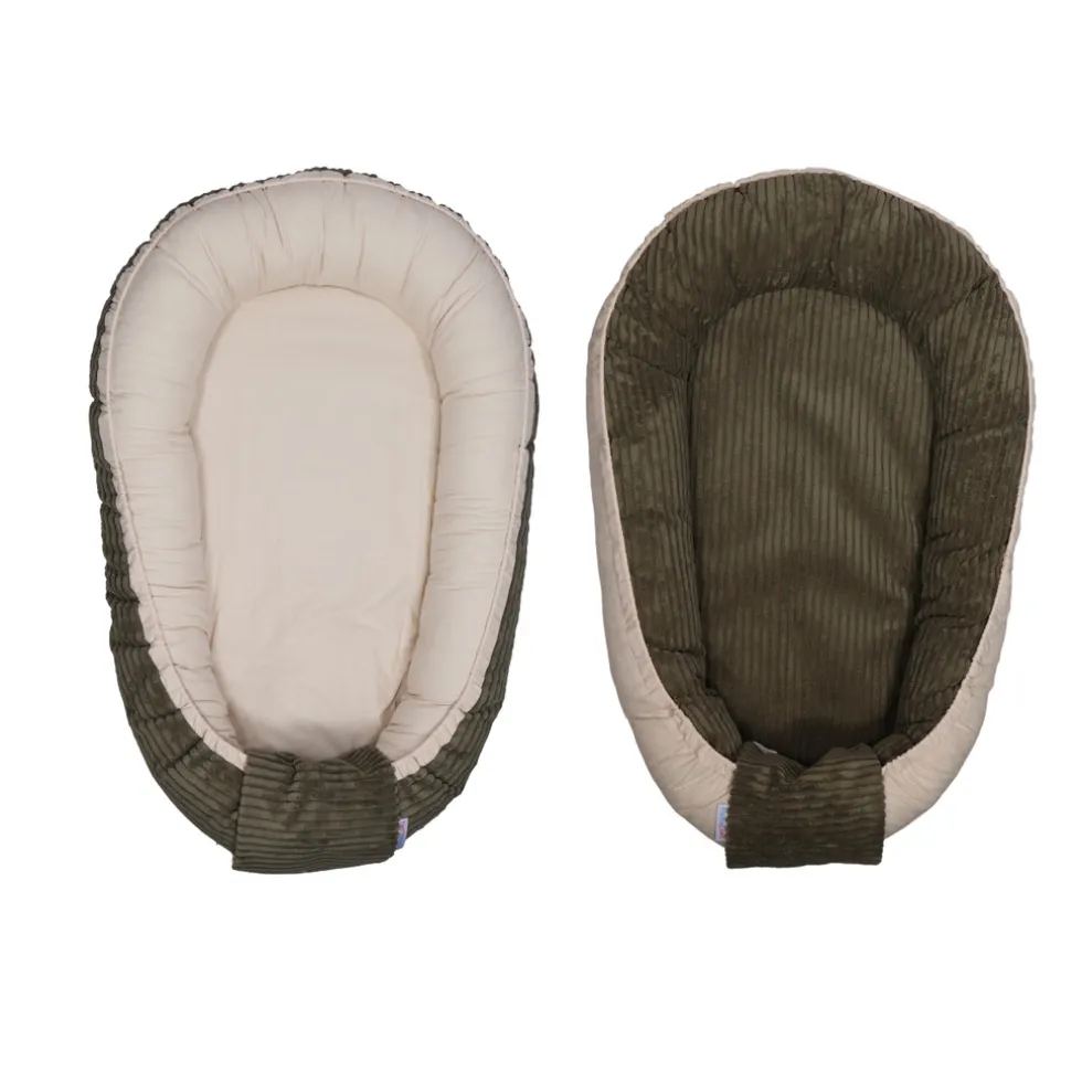 MamaLoes Velours Rib Groen Omkeerbaar Babynest