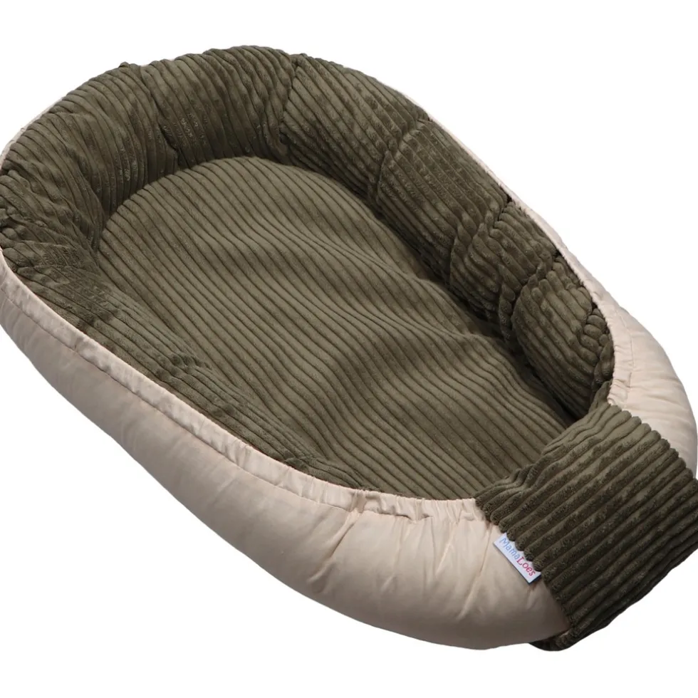MamaLoes Velours Rib Groen Omkeerbaar Babynest